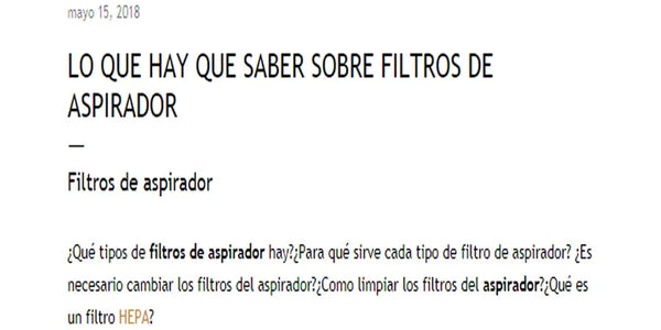 Lo que hay que saber sobre filtros de aspirador