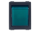 Zweipoliger grüner Schalter 1 T 25x31 mm.