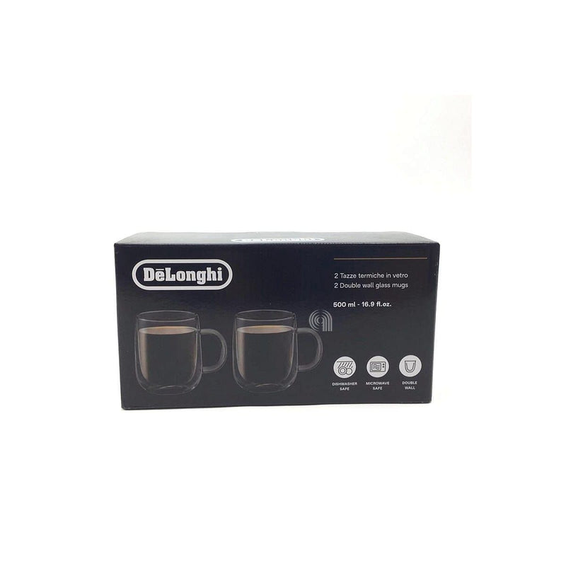 2 doppelwandige Glastassen 500 ml für De Longhi Kaffeemaschine AS00006566