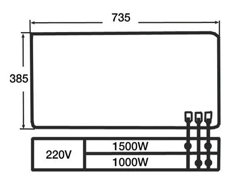 Elektrischer Herdplattenaufsatz 735x385mm 1500W