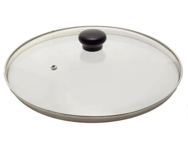 Edelstahlglasdeckel mit Ventil ø 28 cm.