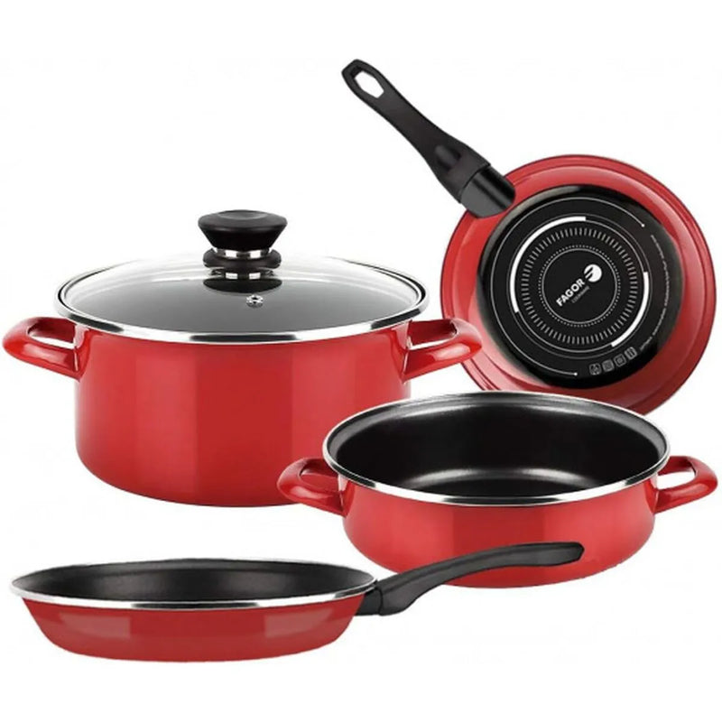 FAGOR Bateria MAXIMA Roja 4 Pz + Tapa Ø24