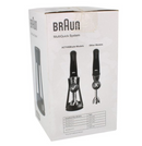 Embalaje del soporte Braun MQS005 con la tabla de compatibilidad: solo modelos ActiveBlade MultiQuick 3, 5, 7 y 9