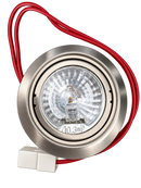 Foco halógeno C00632352 para campana Whirlpool Indesit, aro inox con bombilla Osram 12 V 20 W